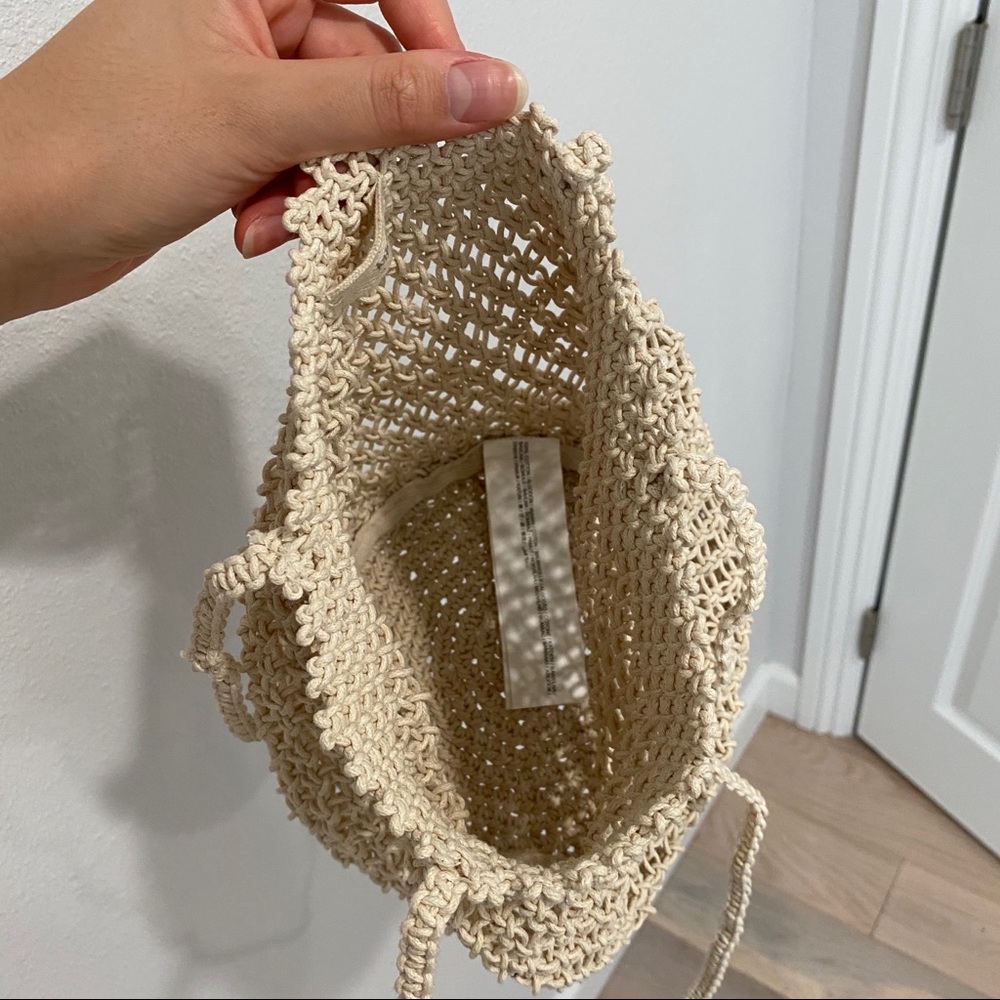 Cream Macrame Bucket Bag - Picture 3 of 5